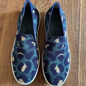 Teal Leopard Rothys Slip on Sneakers